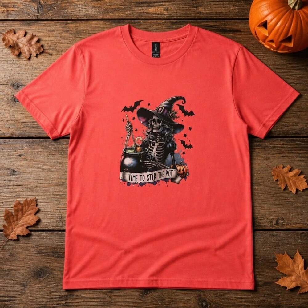 Time To Stir The Pot Halloween T-Shirt Red XL